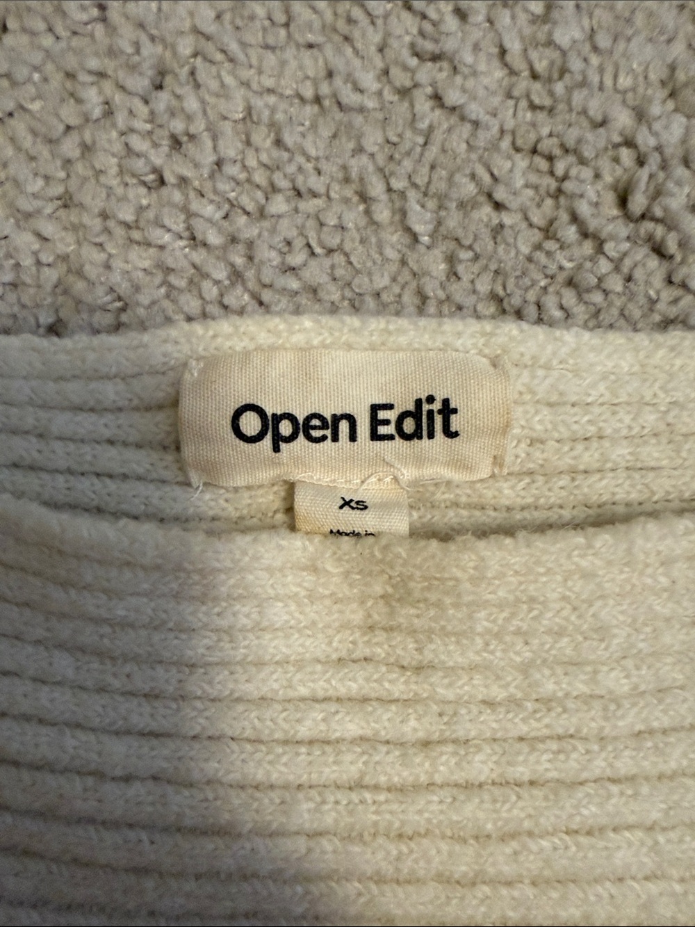 Open Edit Cream Ribbed Boatneck Sweater - Picture 2 of 5